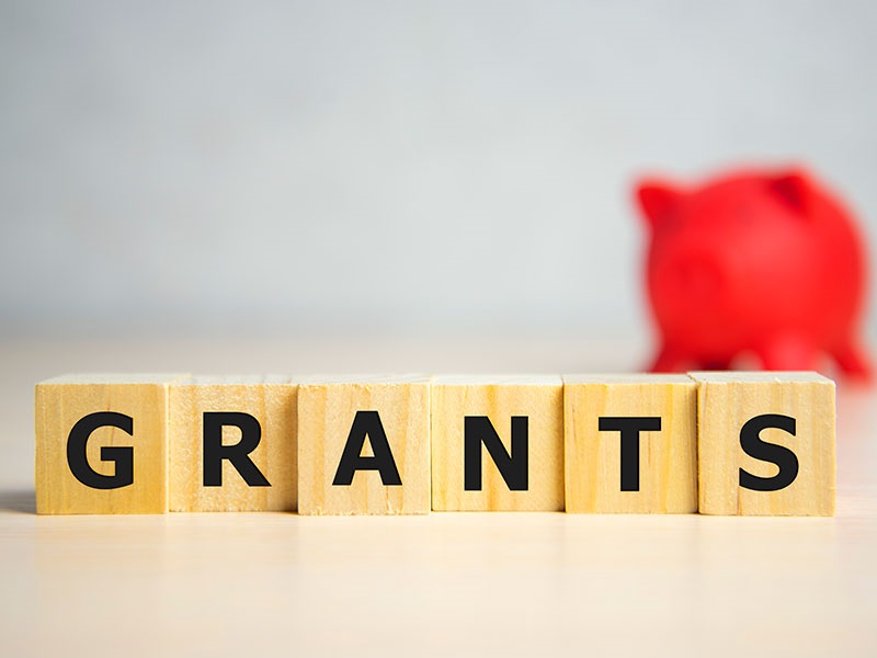 Building blocks spelling the word grants