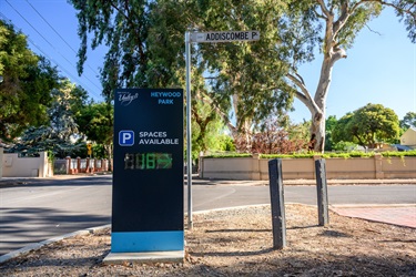 Smart Parking entrance sign Heywood Park