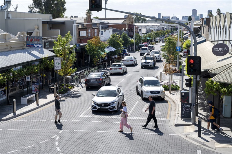 A birds-view of the entrance to King William Road, a Smart Precinct in the City of Unley